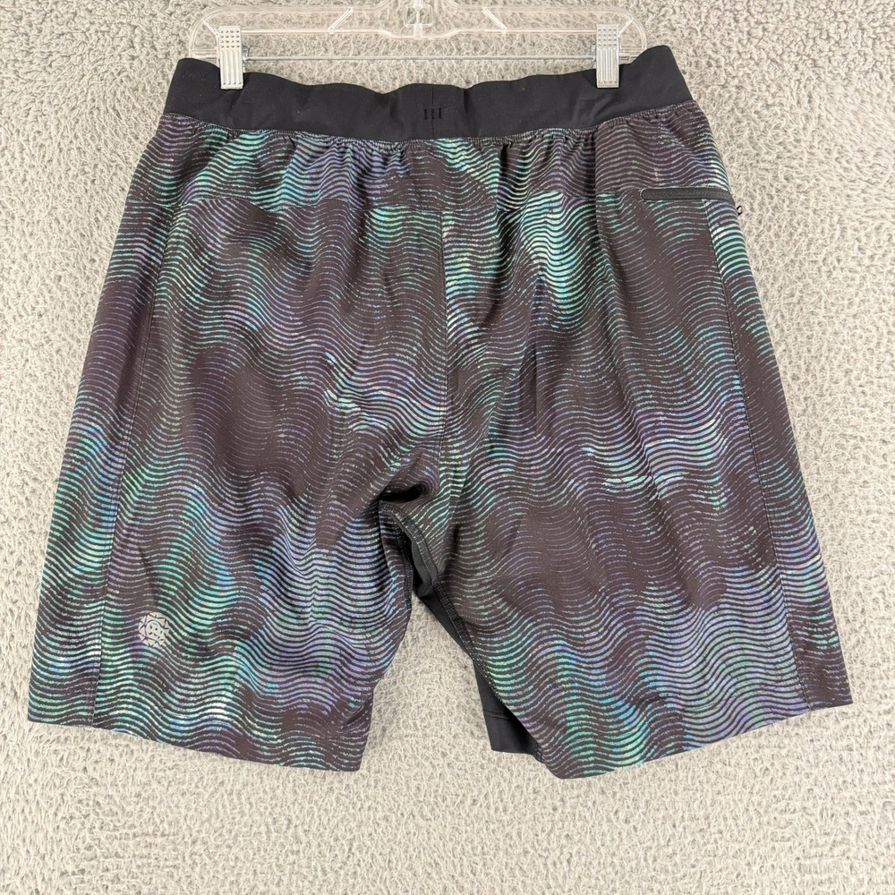 Lululemon Surge‎ Lined Shorts Mens Large Black Teal Ripple 9" Athletic Lined - Picture 7 of 11